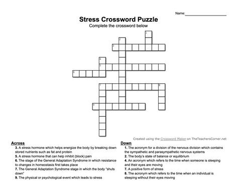 stress crossword clue 7 letters|More.